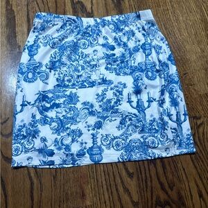 Blue and White Patterned Women's Skirt